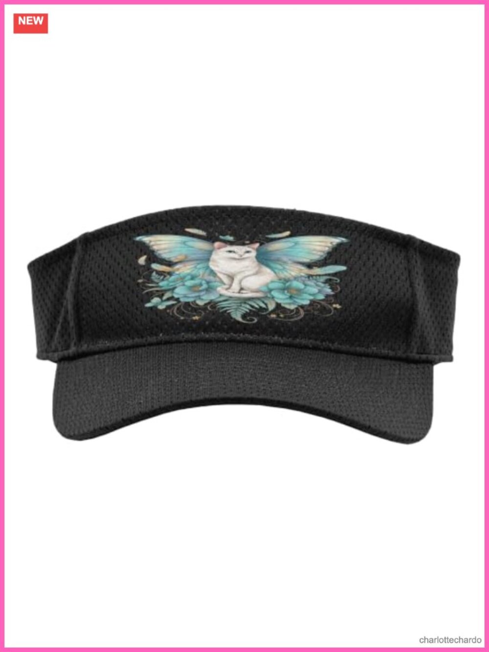 Polyester Mesh Sport Sun Visor Adjustable Hook and Loop Fantasy Cat